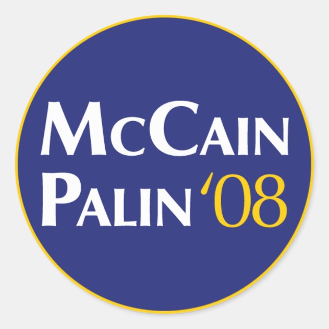 Redonda Pegatina McCain-Palin (Anverso)