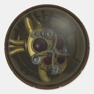 Redonda Pegatina mecánico del corazón de Steampunk