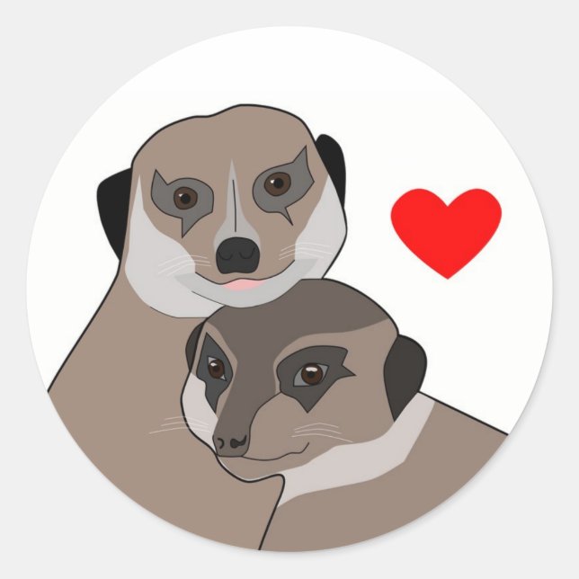 Redonda Pegatina "Meerkats in Love" (Anverso)