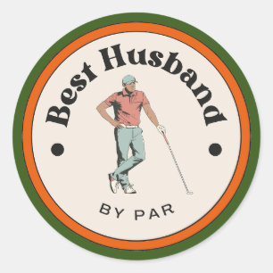 Redonda Pegatina - Mejor Esposo de Par - Golfer