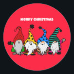 Redonda Pegatina Merry Christmas Nomes<br><div class="desc">Fondo de Feliz Navidad Nomes</div>