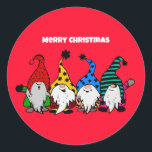 Redonda Pegatina Merry Christmas Nomes<br><div class="desc">Fondo de Feliz Navidad Nomes</div>