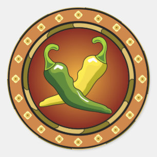 Redonda Pegatina mexicano de las pimientas de chiles