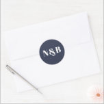 Redonda Pegatina minimalista de Boda de monograma de tipo<br><div class="desc">Un minimalista pegatina boda monogramado con un tipo de letra moderno. Edite las iniciales utilizando la herramienta de edición de Zazzle. Cambie el color de fondo introduciendo la herramienta de diseño y seleccionando un color alternativo del selector de color. Boda minimalista Moderno Monograma de fuente Pegatina.</div>