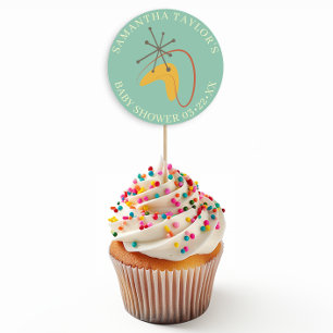 Redonda Pegatina moderno de Baby Shower Favor de Mediados 