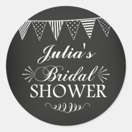 Redonda Pegatina moderno de Chalkboard Bridal Shower