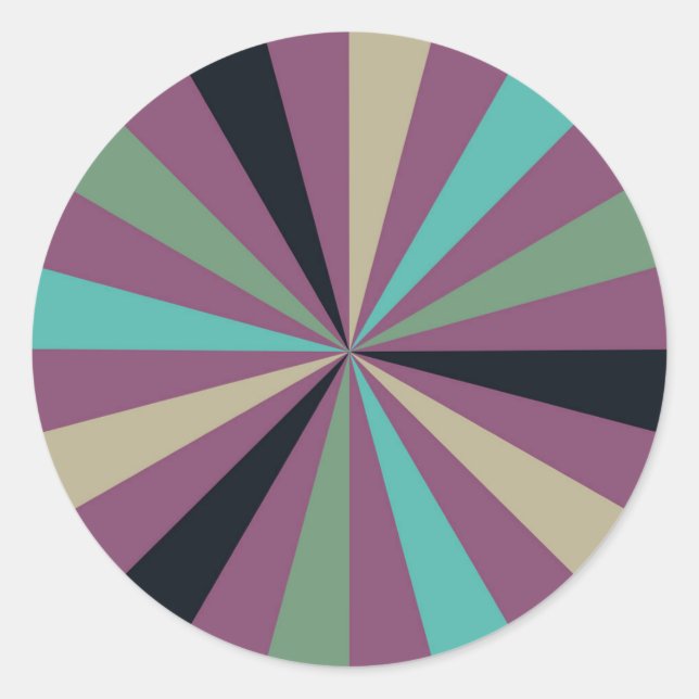 Redonda Pegatina moderno de Sunburst de mediados de siglo: (Anverso)