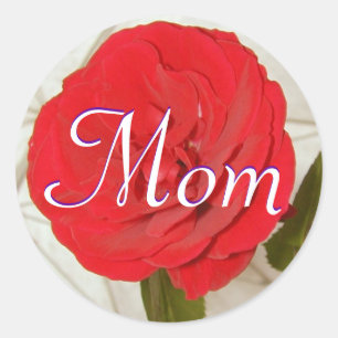 Redonda Pegatina Mom Red Rose