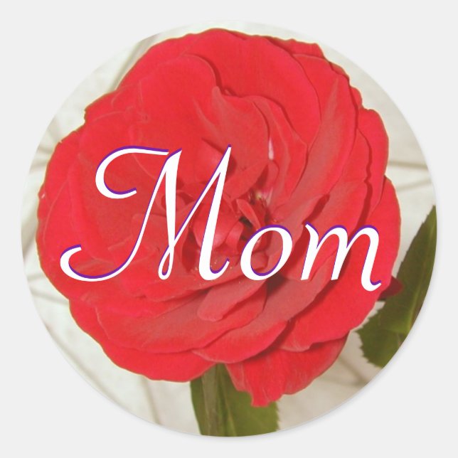 Redonda Pegatina Mom Red Rose (Anverso)
