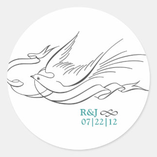 Redonda Pegatina monograma Boda elegante