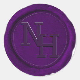 Redonda Pegatina monograma de sellado de cera púrpura oscu