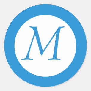 Redonda Pegatina monogramado azul claro