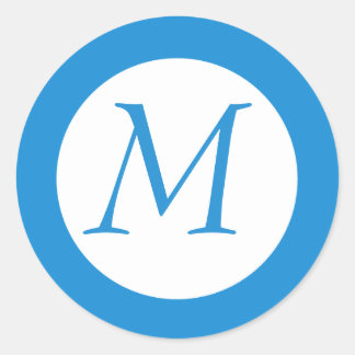 Redonda Pegatina monogramado azul claro