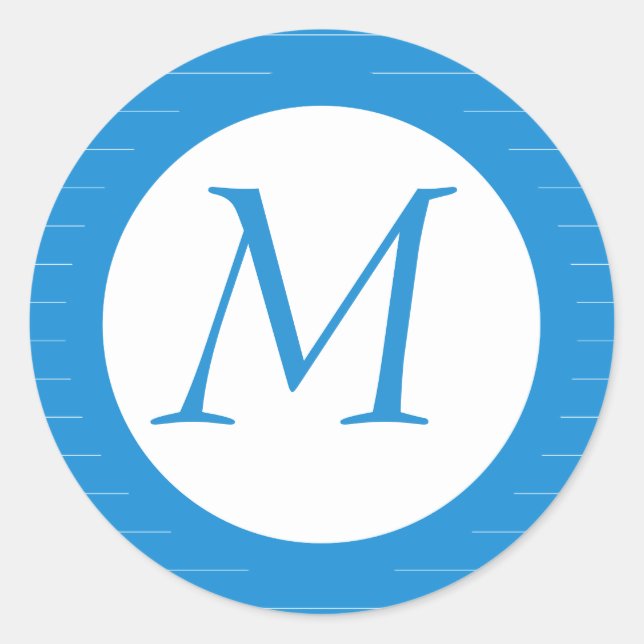 Redonda Pegatina monogramado azul claro (Anverso)