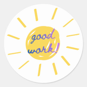 Redonda Pegatina Motivacional “¡Buen Trabajo!” para Niños