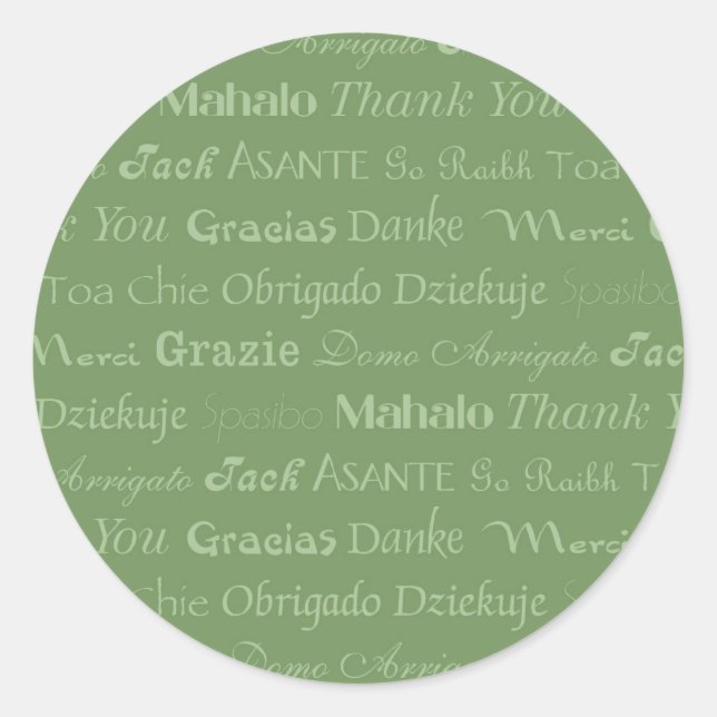 Redonda Pegatina Multi-Lingual Gracias (Anverso)