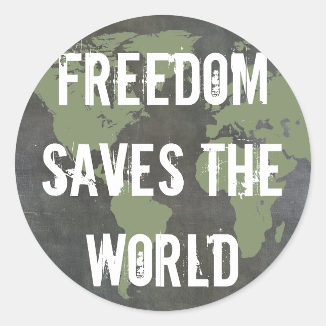 Redonda Pegatina Mundial de la Libertad (Anverso)