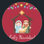 Redonda Pegatina nacimiento navidad<br><div class="desc">Una hermosa pegatina que incluye una imagen del nacimiento llenandote de fe en esta epoca navideña.</div>