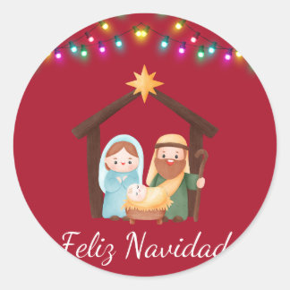 Redonda Pegatina nacimiento navidad