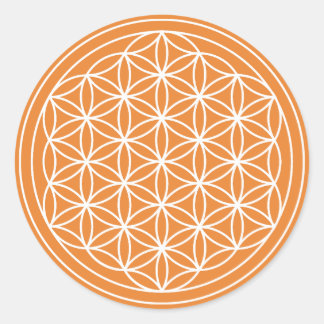 Redonda Pegatina naranja Flor de vida