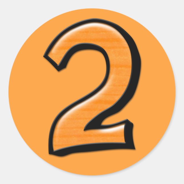 Redonda Pegatina naranja número 2 de Silly (Anverso)