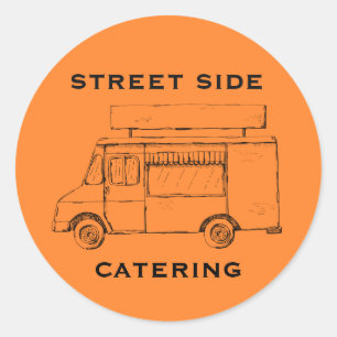 Redonda Pegatina Naranja Personalizado de Food Truck