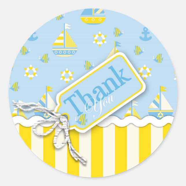 Redonda Pegatina Nautical TY (Anverso)