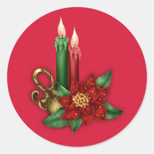 Redonda Pegatina navideña con velas