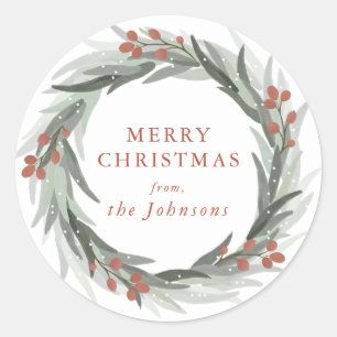 Redonda Pegatina navideña de Berries congeladas