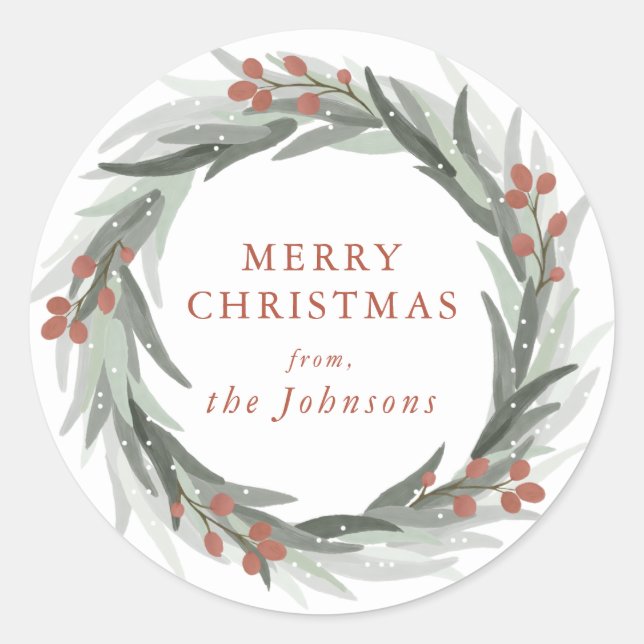 Redonda Pegatina navideña de Berries congeladas (Anverso)