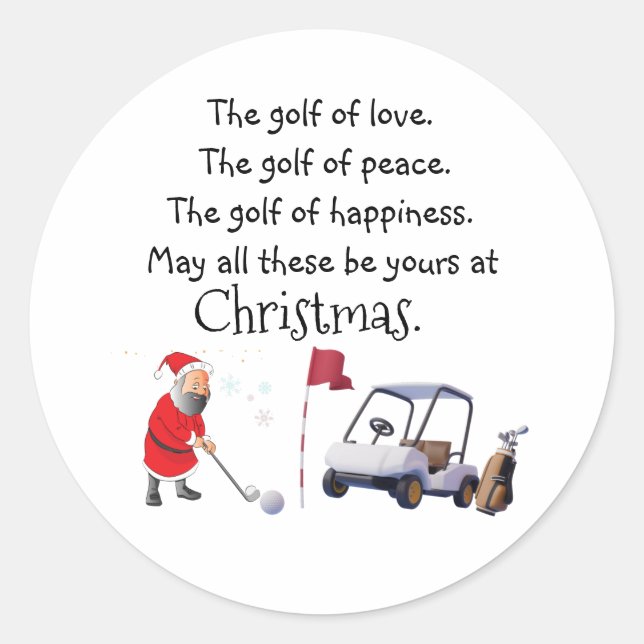 Redonda Pegatina navideña de golf con la bendición de Sant (Anverso)