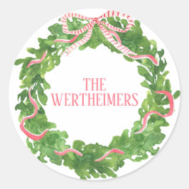 Redonda Pegatina navideña de la corona roja