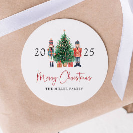 Redonda Pegatina navideña de los cazabotas