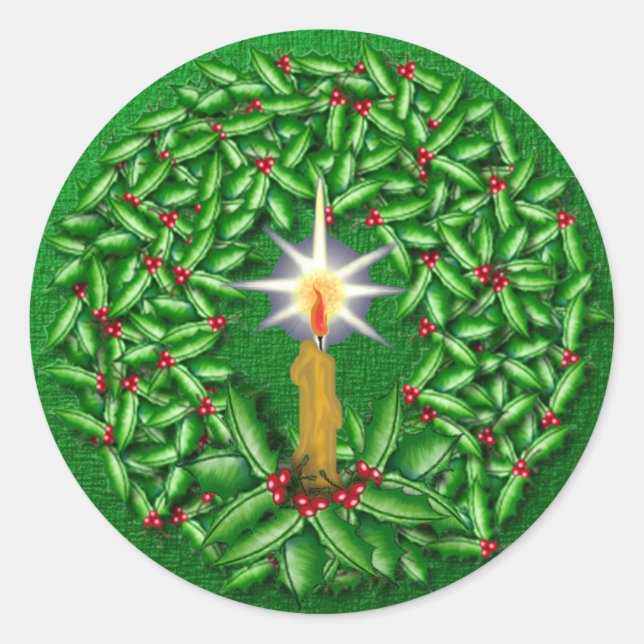 Redonda Pegatina navideña de noche de luz (Anverso)