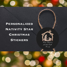 Redonda Pegatina navideña Estrella de la Natividad Persona