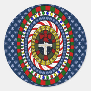 Redonda Pegatina navideña juguetona