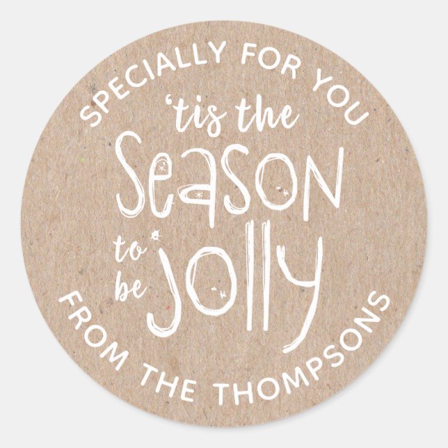 Redonda Pegatina navideña rusa (Anverso)