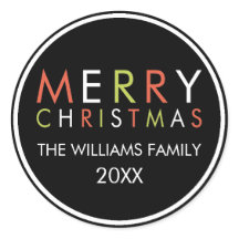 Pegatina navideño brillante y feliz - negro