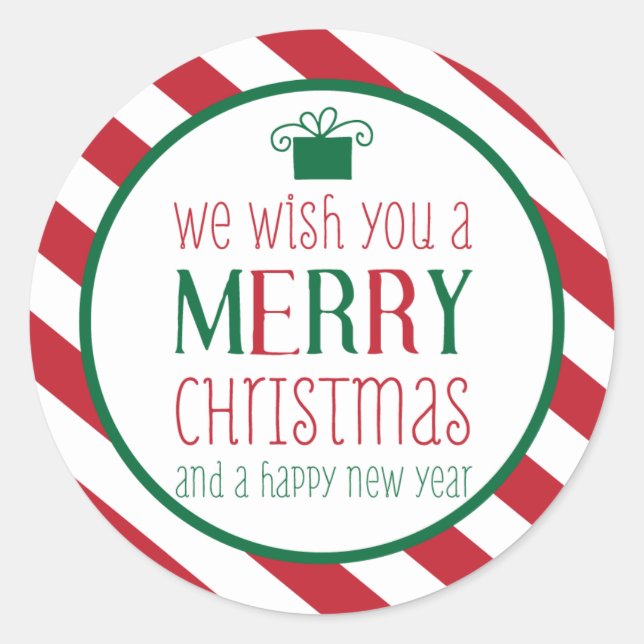 Redonda Pegatina navideño de las audaces franjas (Anverso)