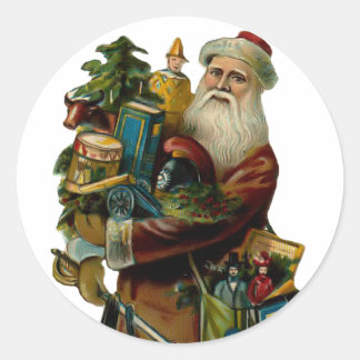 Redonda Pegatina navideño del padre de la vintage