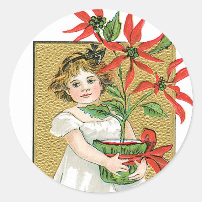 Redonda Pegatina navideño vintage (Anverso)