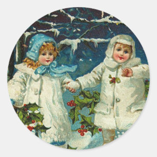 Redonda Pegatina navideño vintage