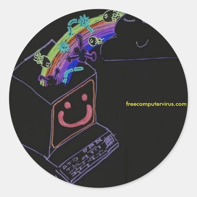 Redonda pegatina negro (Anverso)