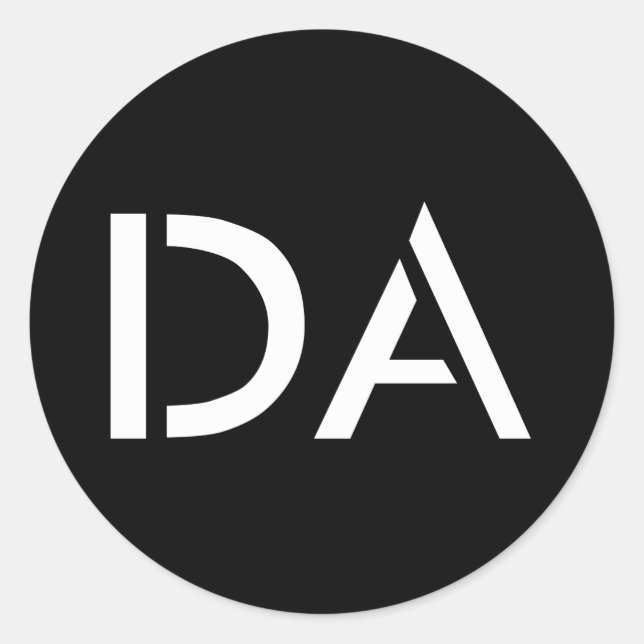 Redonda PEGATINA negro clásico de DA (Anverso)