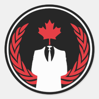 Redonda Pegatina negro de Anonymous Canada