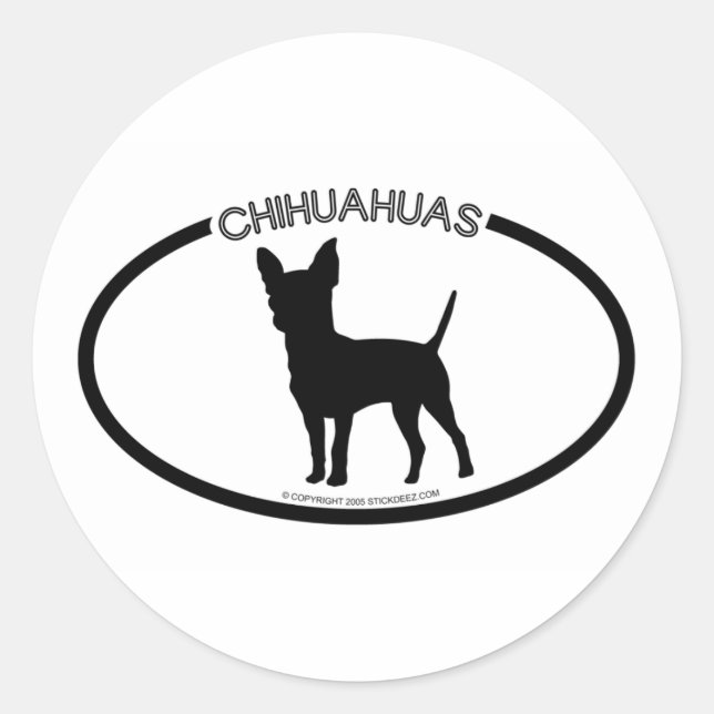 Redonda Pegatina negro de Chihuahuas Silhouette (Anverso)