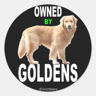 Redonda Pegatina negro de Golden Retriever 'Owned By Golde