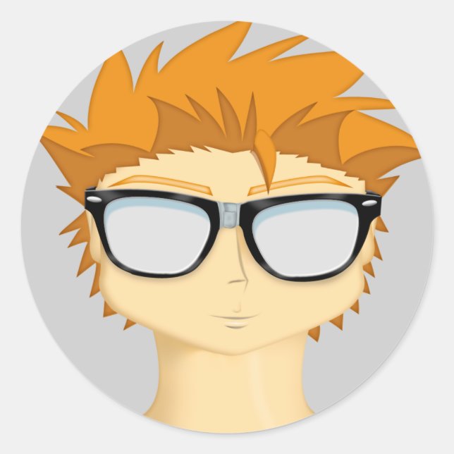Redonda Pegatina Nerd (Anverso)