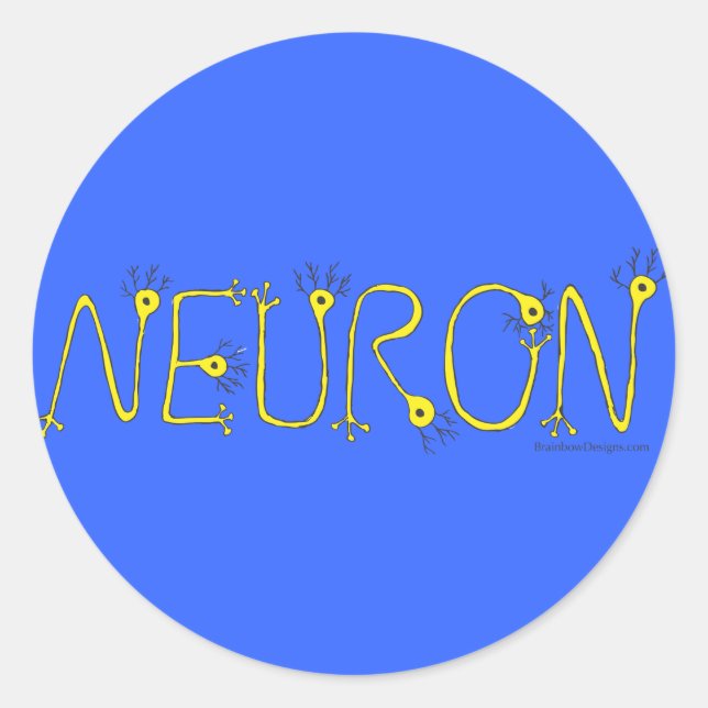 Redonda Pegatina neuronal - azul y amarillo (Anverso)