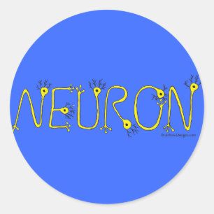Redonda Pegatina neuronal - azul y amarillo